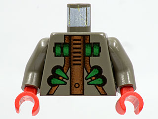 Lego Torso Aquazone Stingray with Green Rectangles and Spikes, Copper Armor Pattern / Dark Gray Arms / Red Hands