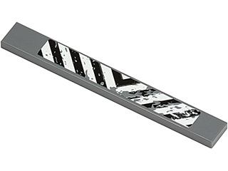 Lego Tile 1 x 8 with Black and White Danger Stripes and Splatters Pattern (Sticker) - Set 8964 / Dark Bluish Gray