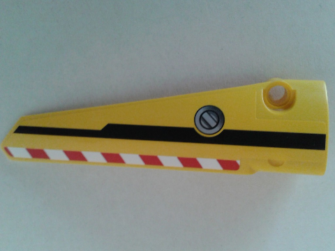Lego Technic, Panel Fairing # 6 Long Smooth, Side B with Danger Stripes, Black Line and Filler Cap Pattern (Sticker) - Set 8053