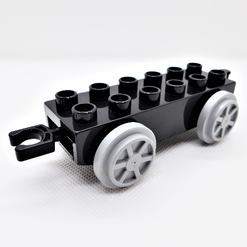 Lego Duplo Train Base 2 x 6 with Light Bluish Gray Train Wheels and Moveable Hook / Black