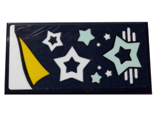 Lego Tile 2 x 4 with Dark Blue Sleeping Bag with Stars Pattern (Sticker) - Set 41328 / Dark Blue