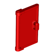Lego Door for Window Frame 1 x 4 x 3, Semicircular Handle Holes on Back / Red