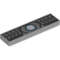 Lego Tile 1 x 4 with Bright Light Blue/White Arc Reactor, Armor Print