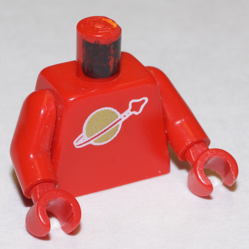 Lego Torso Classic Space Logo Print, Red Arms and Hands / Red