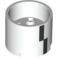 Lego Brick Round 3 x 3 x 2 Recessed Center with 2 x 2 Studs and Axle Hole and Black Rectangles print