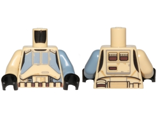 Lego Torso SW Shoretrooper Captain Armor Pattern / Sand Blue Arm Left / Tan Arm Right / Black Hands