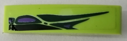 Lego Slope, Curved 4 x 1 with Dark Green and Dark Purple Scales Pattern Model Right Side (Sticker) - Set 9456