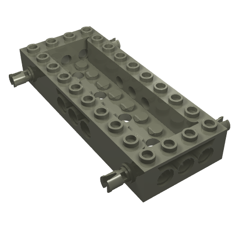 Lego Vehicle Base 4 x 10 x 1 1/3 with 8 x 2 Recessed Center [4 Pins / Technic Holes] / Dark Gray