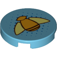 Lego Tile Round 2 x 2 with Bumblebee with Shiny Orange Body and Yellow Wings on Dotted Background Print