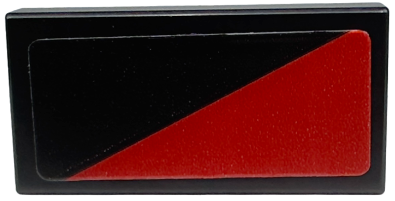 Lego Tile 1 x 2 with Red Triangle Pattern Model Left Side (Sticker) - Set 76914