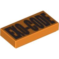 Lego Tile 1 x 2 with Engraved Code for Exo-Force / Orange