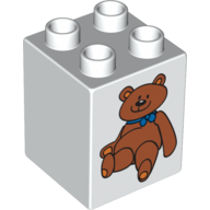 Lego Duplo Brick 2 x 2 x 2 with Teddy Bear Print