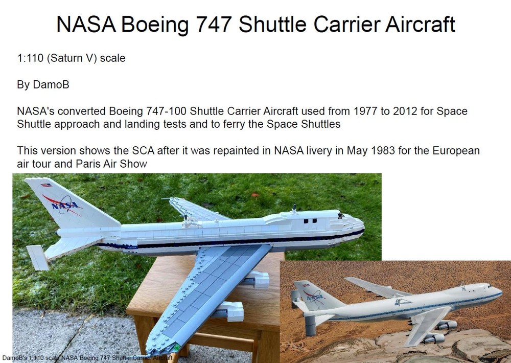 Lego NASA Boeing 747 Shuttle Carrier Aircraft