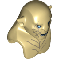 Lego Minifig Head Special, Azog with Dark Tan Markings on Face and Chest, Light Blue Eyes Print / Tan