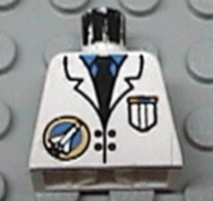 Lego Torso Space Port Logo Lab Coat, Tie and Pocket Pattern / White