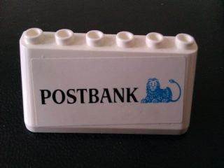 Lego Windscreen 2 x 6 x 2 with 'POSTBANK' on White Background Pattern (Sticker) - Set 880002-2 (in Combination with Sets 3308 / 3309)