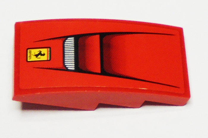 Lego Slope, Curved 4 x 2 with Ferrari Logo and Vents Pattern (Sticker) - Set 75899