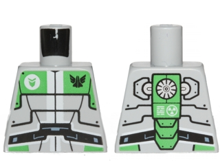 Lego Torso Galaxy Squad Robot with Wide Black Belt and Bright Green Plates Pattern / Light Bluish Gray