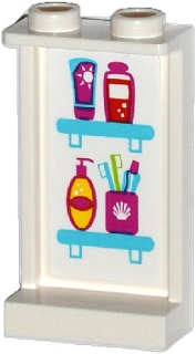 Lego Panel 1 x 2 x 3 with Side Supports - Hollow Studs with Toiletries on Shelves Pattern on Inside (Sticker) - Set 41034