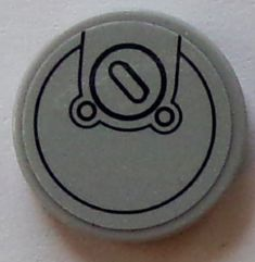 Lego Tile, Round 2 x 2 with Bottom Stud Holder with Filler Cap Pattern (Sticker) - Set 60073 / Light Bluish Gray
