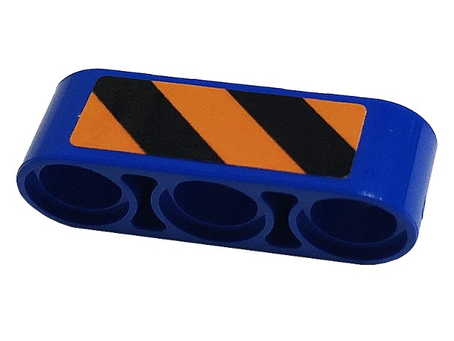 Lego Technic, Liftarm Thick 1 x 3 with Black and Orange Danger Stripes Pattern Model Left Side (Sticker) - Set 42112 / Blue