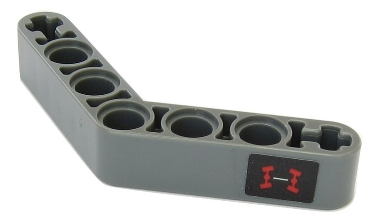 Lego Technic, Liftarm, Modified Bent Thick 1 x 7 (4 - 4) with Four Wheel Steering Symbol Pattern (Sticker) - Set 42054 / Dark Bluish Gray