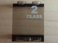 Lego Panel 1 x 2 x 2 - Hollow Studs with White '2 CLASS' Right Pattern (Sticker) - Set 7897