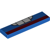 Lego Tile 1 x 4 with Teeth and Dark Red Stripe Print (9479)