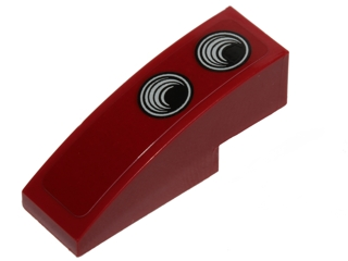 Lego Slope, Curved 3 x 1 with Black Circles Pattern Model Left Side (Sticker) - Set 75099 / Dark Red