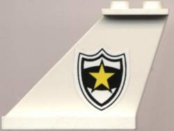 Lego Tail 4 x 1 x 3 with Black and White Police Badge with Yellow Star Pattern Model Left Side (Sticker) - Set 4012