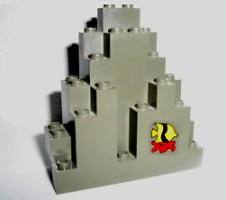 Lego Rock Panel 3 x 8 x 7 Triangular (LURP) with Fish Pattern Lower Right (Sticker) - Set 6559 / Dark Gray
