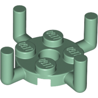 Lego Plate Round 2 x 2 with Pin Hole and 4 Bars Up / Sand Green