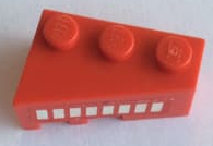 Lego Wedge 3 x 2 Right with 8 White Stripes on Red Background Pattern (Sticker) - Set 2556 / Red