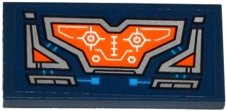 Lego Tile 2 x 4 with Blue Circuitry and Silver and Orange Screen with White Head-Up Display (HUD) Pattern (Sticker) - Set 70315