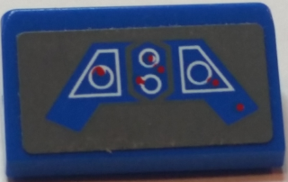 Lego Slope 30 1 x 2 x 2/3 with Blue SW Control Panel on Dark Bluish Gray Background Pattern (Sticker) - Set 9525