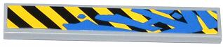 Lego Tile 1 x 6 with Black and Yellow Danger Stripes and Blue Graffiti Tag Pattern (Sticker) - Set 70808