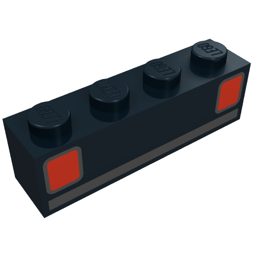 Lego Brick 1 x 4 with Basic Car Tail-lights Print / Black