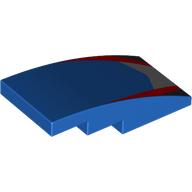 Lego Brick Curved 4 x 2 No Studs with Silver, Red, and Black Markings Print / Blue