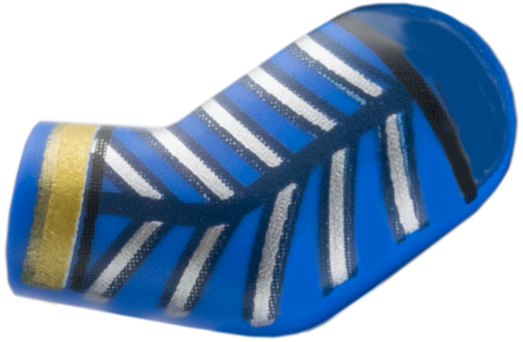 Lego Arm, Left with Dark Blue Shoulder, Silver Chevrons, Gold Cuff Pattern / Blue