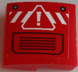 Lego Slope, Curved 2 x 2 x 2/3 with Danger Sign on White Danger Stripes and Black Vent on Red Background Pattern (Sticker) - Set 60185 / Red