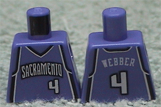 Lego Torso NBA Sacramento Kings #4, 'WEBBER' on Back Pattern / Violet