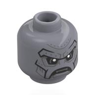 Lego Minifig Head Doctor Doom, Metal Plating, Black Lines, Silver Ribbits / Flat Silver