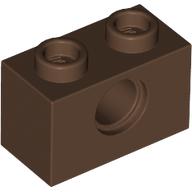 Lego Technic Brick 1 x 2 [1 Pin Hole] / Brown