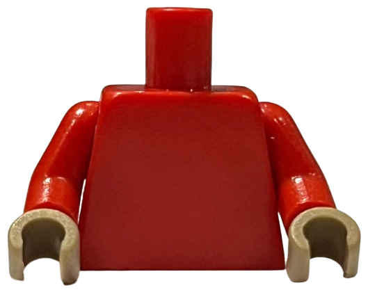 Lego Torso Plain / Red Arms / Dark Tan Hands