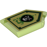Lego Tile Special 2 x 3 Pentagonal with Nexo Power Shield Print - Venom Bite / Trans-Bright Green