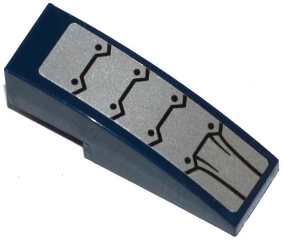 Lego Slope, Curved 3 x 1 with Silver Armor Plates and Black Rivets Pattern (Sticker) - Sets 70314 / 70316 / 70321 / 70323