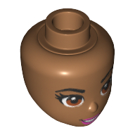 Lego Minidoll Head, Orange Eyes and Bright Pink Lips Print (Bumblebee)