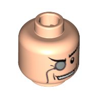 Lego Minifig Head Penguin, Monocle, Slanted Eyebrows, Wide Grin Print [Blocked Open Stud] / Light Nougat