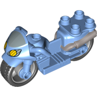 Lego Duplo Motorcycle with Rubber Wheels, Windscreen and Headlights Print / Medium Blue