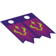 Lego Flag, 38 x 60 mm with Dark Purple, Magenta, and Lime Print [Complete Sheet of 2]